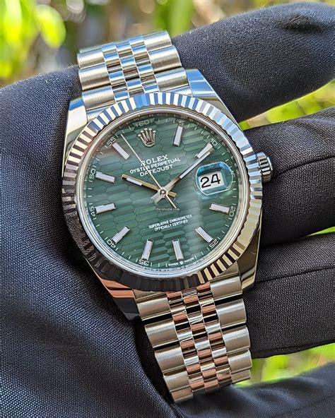 rolex datejust 41 green motif|Rolex Datejust 41 woman.